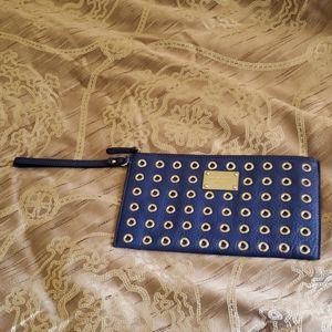 Blue Michael Kors clutch with wristlet